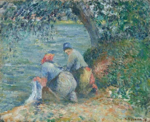 Wasvrouwen aan de waterkant, Pontoise, 1878