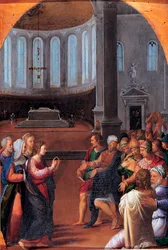 ""Christus onder de Doktoren"" Schilderij van Camillo Filippi (1500-1574)