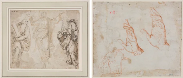 De Transfiguratie (recto); Studie van Handen (verso)