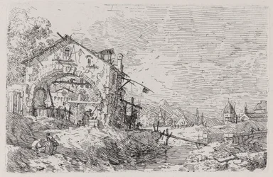 Landschap met een Vrouw bij een Put, uit de serie Vedute (Gezichten)
