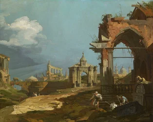 Canaletto - Een capricciogezicht met een spitsboog 1742-44