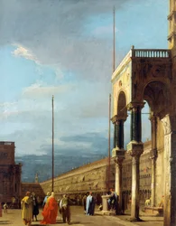 Canaletto - Het Piazza kijkend naar het noordwesten met de narthex van San Marco c.1723-24