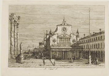 Fantasiegezicht op S. Giacomo di Rialto, uit Vedute