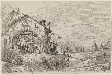 Landschap met een vrouw bij een put, ca. 1735-1746