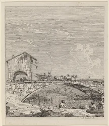 De wagen die over een brug rijdt