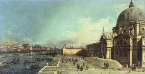 De ingang van het Canal Grande, Venetië met de kerk van Santa Maria della Salute
