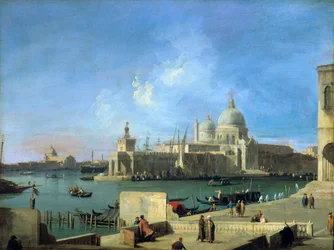 Uitzicht op de Salute vanaf de ingang van het Canal Grande, Venetië, ca. 1727-1728