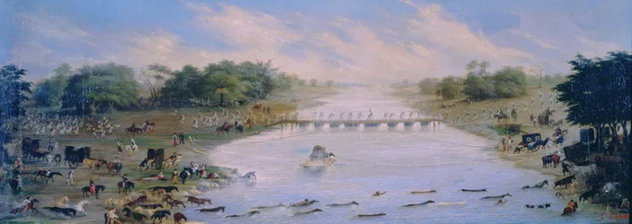 Oversteek van de Riachuelo-rivier, Buenos Aires, Argentinië