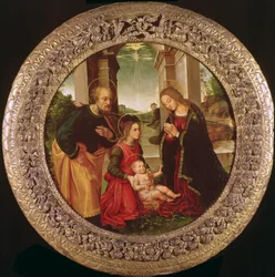 De Heilige Familie met een Engel
