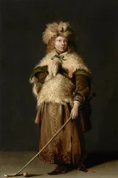Mozes ter Borch met een kolfstok, ca.1655 (olieverf op paneel)