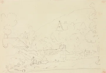Schets van huisjes in de bomen