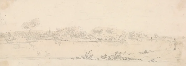 Schets van een landschap over het water