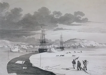 Snijden in Winter Island, oktober 1821, uit Journal of a Second Voyage for the Discovery of a North West Passage