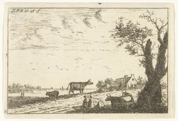 Rivierlandschap met koeien