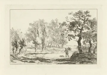 Rivierlandschap met een houtsprokkelaar