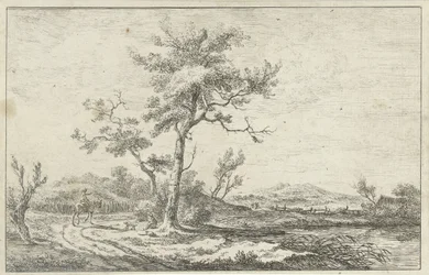 Ruiter in gesprek op een landweg