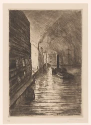 Scheepswerf in Vlissingen bij avond
