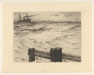 Stoomschip op zee