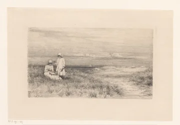 Vrouw en meisje in duinen