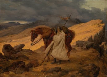 Kruisvaarder op wacht in de bergen. 1836