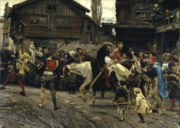 De schandelijke intocht van Peder Sunnanvaeder en Maester Knut in Stockholm in 1526