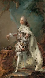 Portret van Frederik V in zalvende mantel