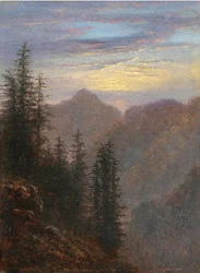 Berglandschap bij schemering
