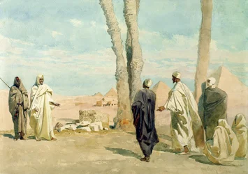 Bedoeïen uit de Sahara-woestijn die navraag doet in Gizeh