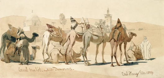 Kamelenmarkt Buiten Damascus, 1859