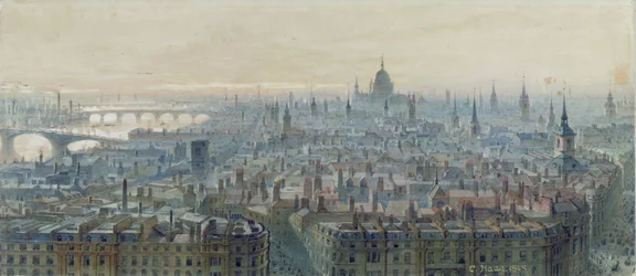 Panorama van Londen vanaf de top van het Monument, gezien naar het westen, 1848