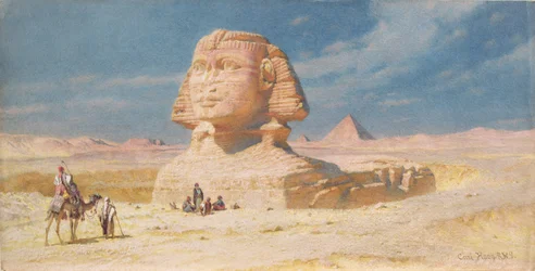 De Sfinx van Gizeh met de piramide van Mykerinos, 1874