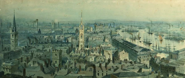 Uitzicht op Londen vanaf het Monument naar het oosten, 1848