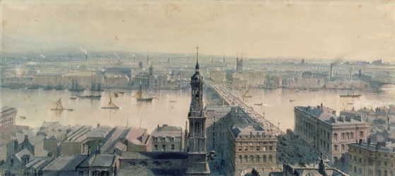 Uitzicht op Londen vanaf het Monument naar het zuiden, 1848
