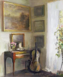 Interieur met Cello en Spinet