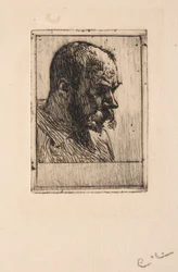 Zelfportret in een schildersblouse