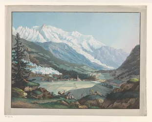 Gezicht op Chamonix aan de voet van de Mont-Blanc