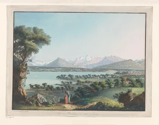 Gezicht op Genève met de Mont-Blanc in de verte
