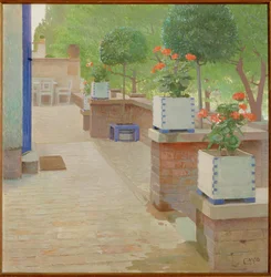 Gartenterrasse - Tuinterras ... (schilderij op doek)