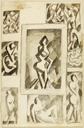 Groep abstracte naakten