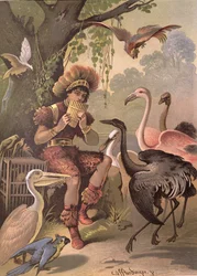 Papageno, de vogelvanger, uit „Die Zauberflöte“ van Wolfgang Amadeus Mozart (1756-91)