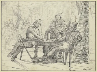 Russische soldaten in een herberg