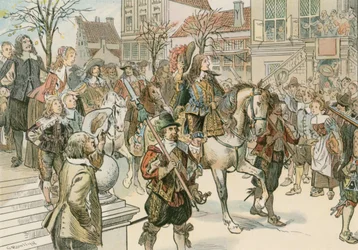 De aankomst van de Grote Keurvorst (1620-1688) in Den Haag voor zijn huwelijk met Louise Henriette van Oranje (1627-1667) in 1646