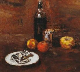 Stilleven met Drie Appels en Kaas in Folie