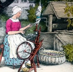 Gebroeders Grimm - Sprookjes - Vrouw Holle. Beelddatum circa 1910. Carl Simon Archief