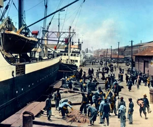 Japan, prefectuur Kanagawa, Kanto regio, de haven van Yokohama, circa 1920