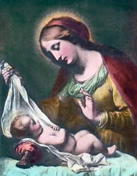 Madonna en Kind. Schilderij door Italiaanse barokschilder Carlo Dolci