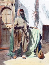 Marokko, blinde bedelaar in Tanger, beelddatum: circa 1910. Carl Simon Archief