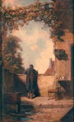 Oude heer op het terras