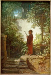 Krantenlezer in de kleine huistuin
