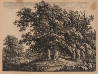 Landschap en Brug met Drie Figuren
